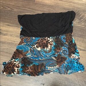 Black and Blue Paisley Strapless Shirt